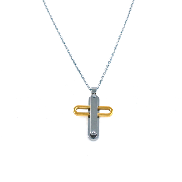 Εικόνα της SILVER -GOLD CROSS IN STEEL