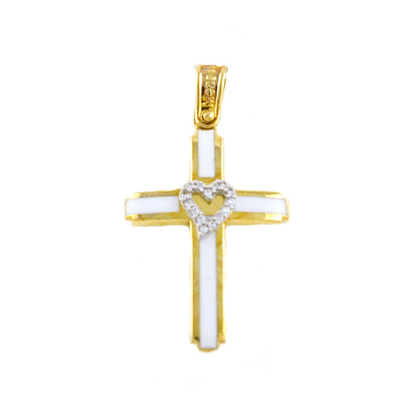 Εικόνα της ZIRCONIA HEART ON GOLD CROSS